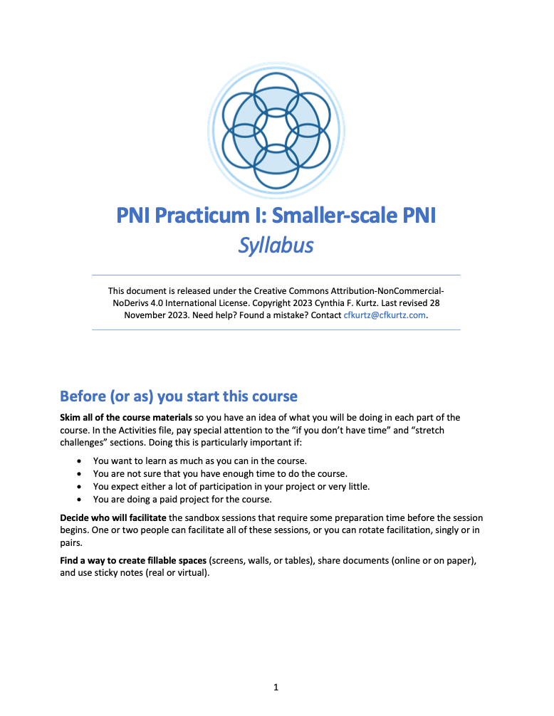 PNI Practicum I Course Syllabus